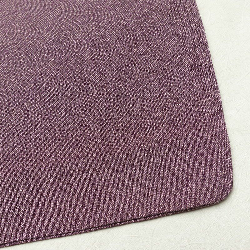 単衣 色無地 鮫小紋 縮緬 一つ紋付き 正絹 流水・波柄 単衣仕立て 身丈156.5cm 裄丈63cm リサイクル着物 着物 お茶会 紫・藤色_画像16