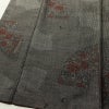 紬 正絹 花柄 袷仕立て 身丈159cm 裄丈64cm リサイクル着物 着物 扇面 茶_画像4