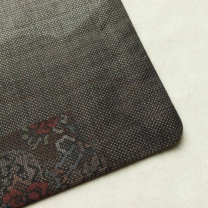 紬 正絹 花柄 袷仕立て 身丈159cm 裄丈64cm リサイクル着物 着物 扇面 茶_画像16