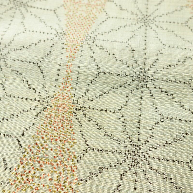 紬 正絹 麻の葉柄 袷仕立て 身丈144.5cm 裄丈61.5cm リサイクル着物 着物 モダン クリーム_画像7