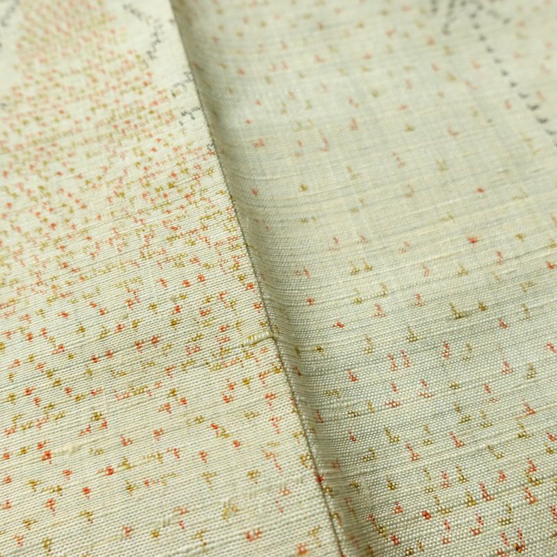紬 正絹 麻の葉柄 袷仕立て 身丈144.5cm 裄丈61.5cm リサイクル着物 着物 モダン クリーム_画像9