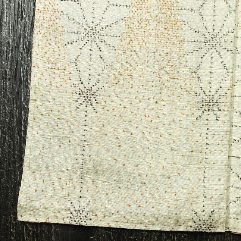 紬 正絹 麻の葉柄 袷仕立て 身丈144.5cm 裄丈61.5cm リサイクル着物 着物 モダン クリーム_画像11