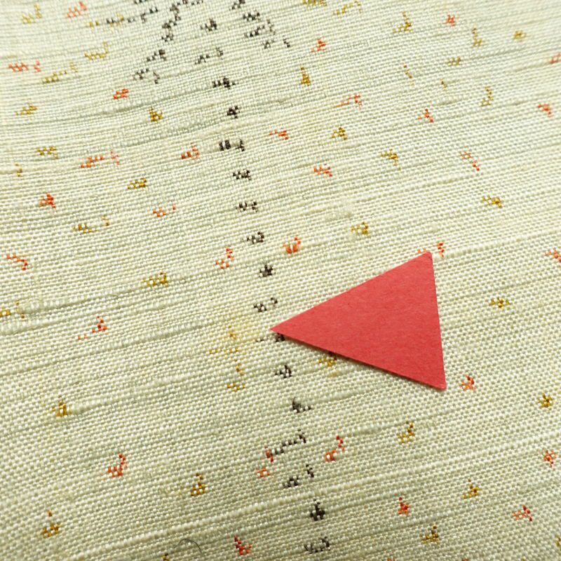 紬 正絹 麻の葉柄 袷仕立て 身丈144.5cm 裄丈61.5cm リサイクル着物 着物 モダン クリーム_画像20