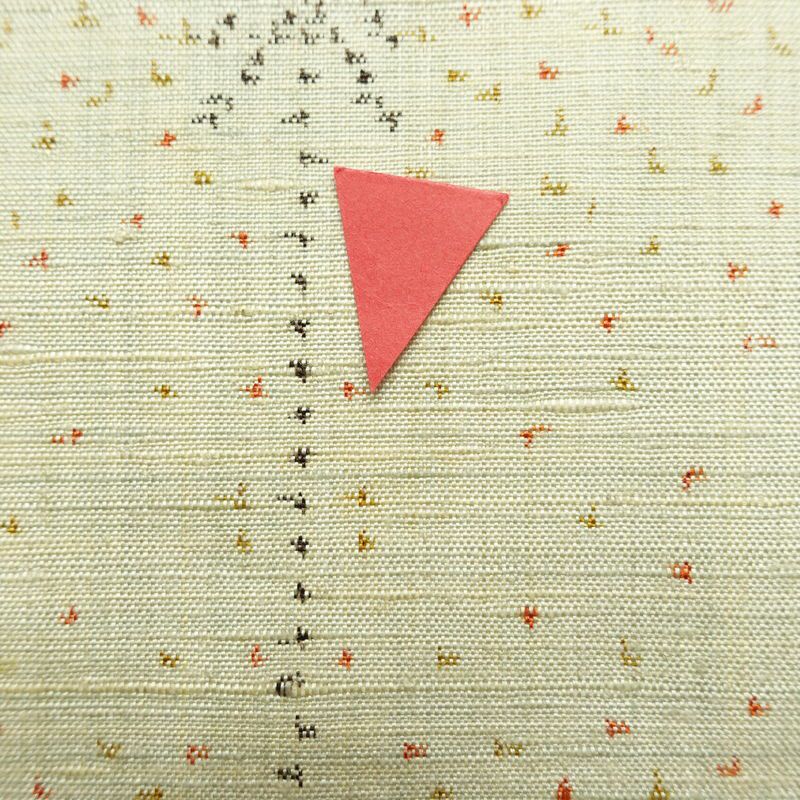 紬 正絹 麻の葉柄 袷仕立て 身丈144.5cm 裄丈61.5cm リサイクル着物 着物 モダン クリーム_画像21