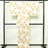 小紋 良品 総柄 ポリエステル 花柄 袷仕立て 身丈162.5cm 裄丈66cm リサイクル着物 着物 白_画像2