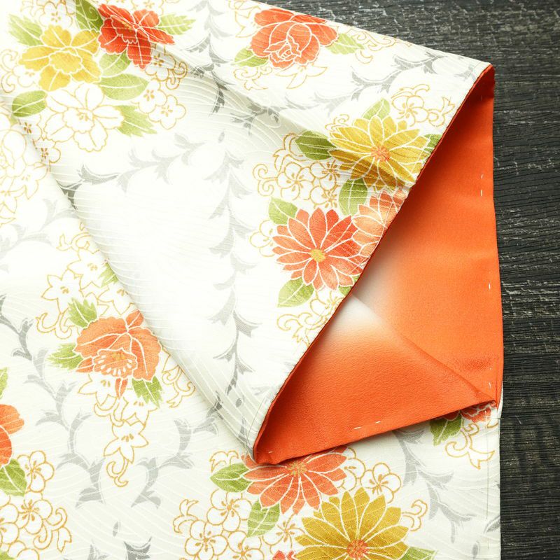 小紋 良品 総柄 ポリエステル 花柄 袷仕立て 身丈162.5cm 裄丈66cm リサイクル着物 着物 白_画像14