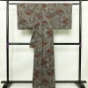 大島紬 美品 証紙なし しつけ糸付き 正絹 花柄 袷仕立て 身丈167cm 裄丈67cm リサイクル着物 着物 茶_画像2