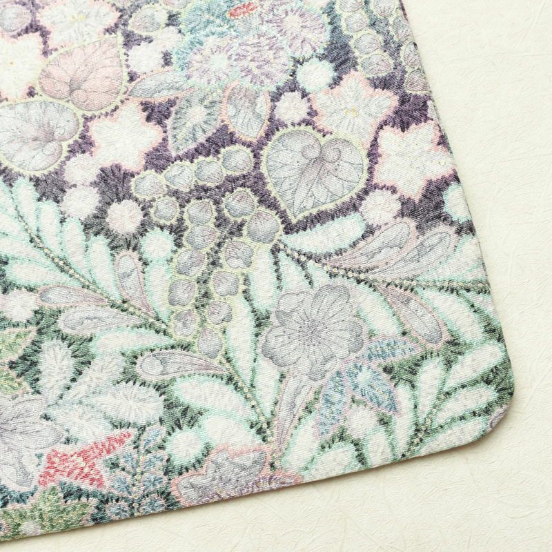 小紋 良品 総柄 正絹 花柄 袷仕立て 身丈158cm 裄丈65cm リサイクル着物 着物 金彩 紫・藤色_画像16