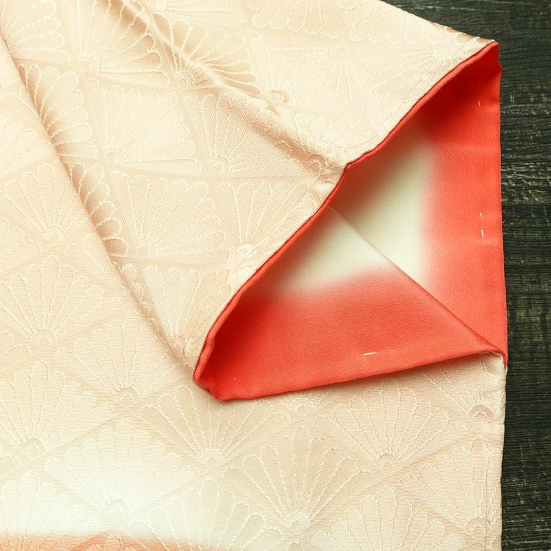 付け下げ 良品 しつけ糸付き 綸子 正絹 古典柄 袷仕立て 身丈161cm 裄丈64.5cm リサイクル着物 着物 入学式 卒業式 七五三 お宮参り フォーマル シンプル 上品 ベージュ_画像13