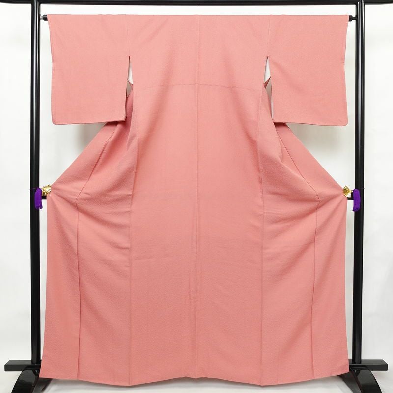 色無地 正絹 袷仕立て 身丈162.5cm 裄丈64.5cm リサイクル着物 着物 お茶会 フォーマル ピンク_画像1