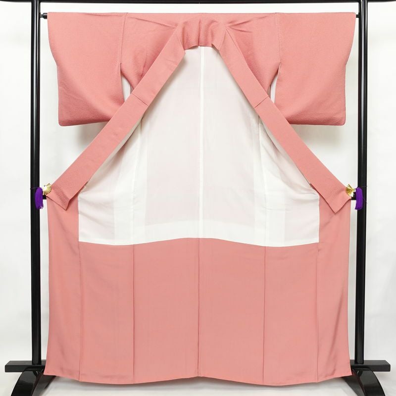 色無地 正絹 袷仕立て 身丈162.5cm 裄丈64.5cm リサイクル着物 着物 お茶会 フォーマル ピンク_画像3