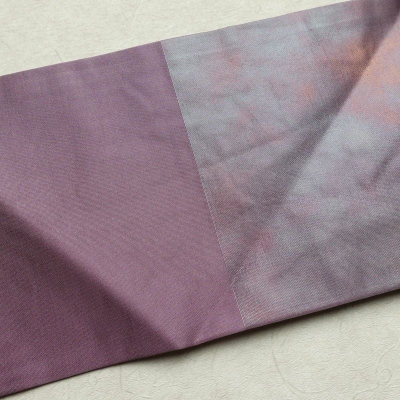 名古屋帯 六通柄 正絹 その他の柄 名古屋仕立て なごや帯 リサイクル帯 帯 刺繍 シンプル おしゃれ 茄子 ポケット付き 紫・藤色_画像14