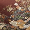 名古屋帯 太鼓柄 良品 正絹 古典柄 名古屋仕立て なごや帯 リサイクル帯 帯 箔 金糸 紅葉 松 小豆・エンジ_画像2