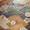 名古屋帯 太鼓柄 良品 正絹 古典柄 名古屋仕立て なごや帯 リサイクル帯 帯 箔 金糸 紅葉 松 小豆・エンジ_画像3