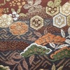 名古屋帯 太鼓柄 良品 正絹 古典柄 名古屋仕立て なごや帯 リサイクル帯 帯 箔 金糸 紅葉 松 小豆・エンジ_画像4