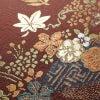 名古屋帯 太鼓柄 良品 正絹 古典柄 名古屋仕立て なごや帯 リサイクル帯 帯 箔 金糸 紅葉 松 小豆・エンジ_画像5