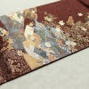 名古屋帯 太鼓柄 良品 正絹 古典柄 名古屋仕立て なごや帯 リサイクル帯 帯 箔 金糸 紅葉 松 小豆・エンジ_画像12