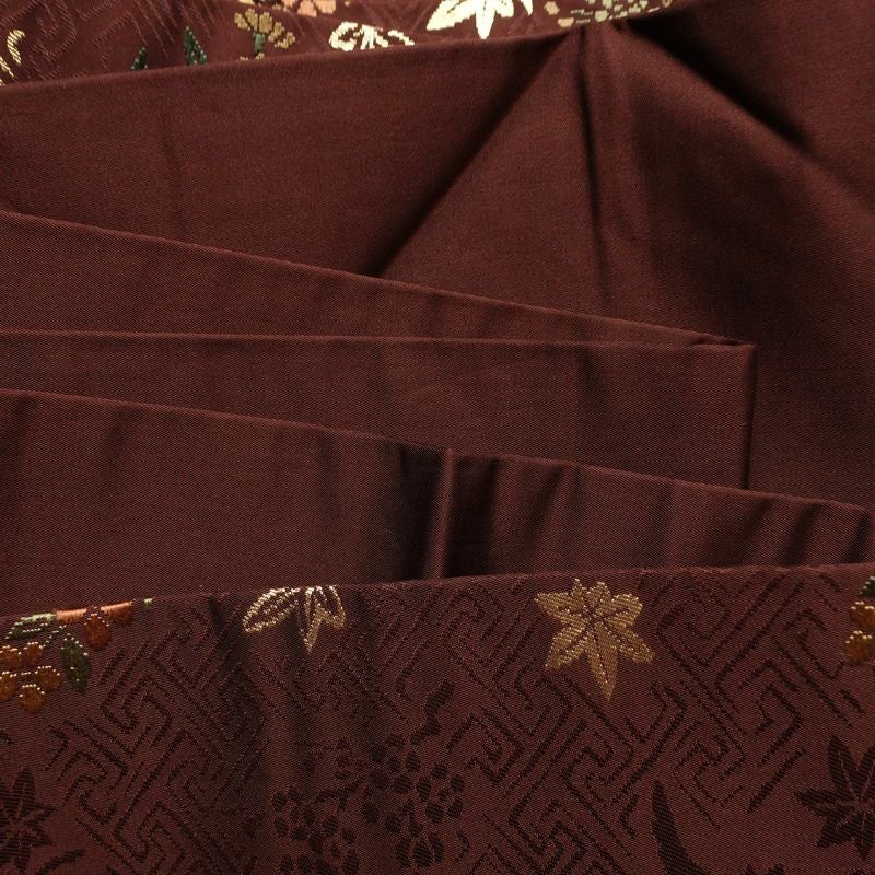 名古屋帯 太鼓柄 良品 正絹 古典柄 名古屋仕立て なごや帯 リサイクル帯 帯 箔 金糸 紅葉 松 小豆・エンジ_画像18