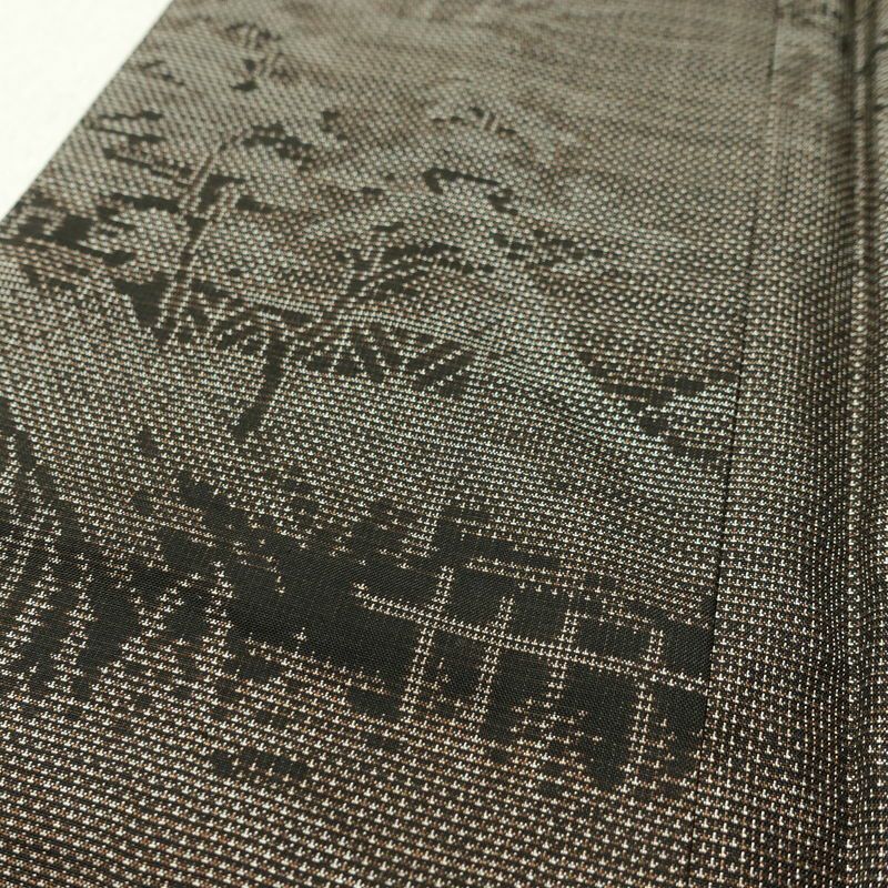 本場大島紬 古代染色純泥染 大島紬 証紙あり 正絹 風景柄 袷仕立て 身丈160.5cm 裄丈64cm リサイクル着物 着物 茶_画像8