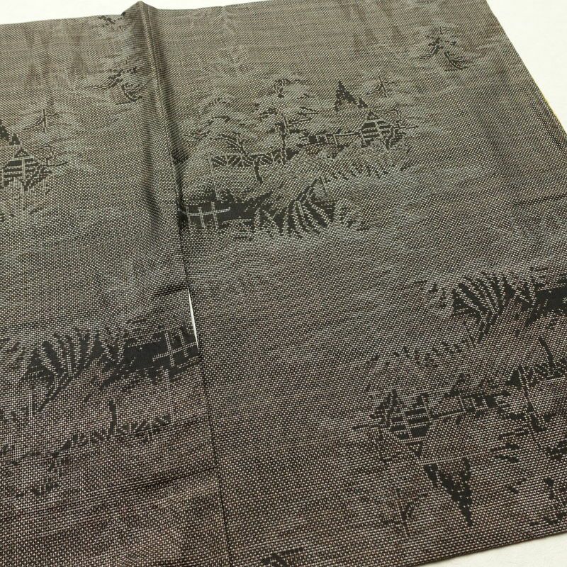 本場大島紬 古代染色純泥染 大島紬 証紙あり 正絹 風景柄 袷仕立て 身丈160.5cm 裄丈64cm リサイクル着物 着物 茶_画像12