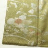 付け下げ 良品 綸子 正絹 花柄 袷仕立て 身丈159.5cm 裄丈63.5cm リサイクル着物 一部しつけ糸付き 着物 刺繍 箔 入学式 卒業式 七五三 お宮参り フォーマル 上品 扇面 榛色 黄・黄土色_画像12