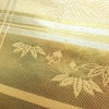 名古屋帯 六通柄 良品 正絹 古典柄 名古屋仕立て なごや帯 リサイクル帯 帯 箔 引箔 扇子 ベージュ_画像6