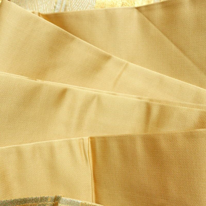 名古屋帯 六通柄 良品 正絹 古典柄 名古屋仕立て なごや帯 リサイクル帯 帯 箔 引箔 扇子 ベージュ_画像18