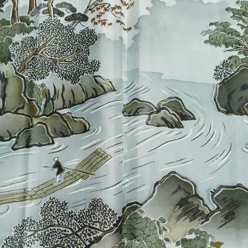 男性用 紬着物 美品 しつけ糸付き アンサンブル 2点セット 正絹 羽織 亀甲柄 袷仕立て 身丈142cm 裄丈68.5cm リサイクル着物 着物 未使用品 青・紺_画像18