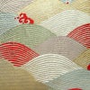 名古屋帯 太鼓柄 良品 正絹 流水・波柄 名古屋仕立て なごや帯 リサイクル帯 帯 引箔 金糸 クリーム_画像2
