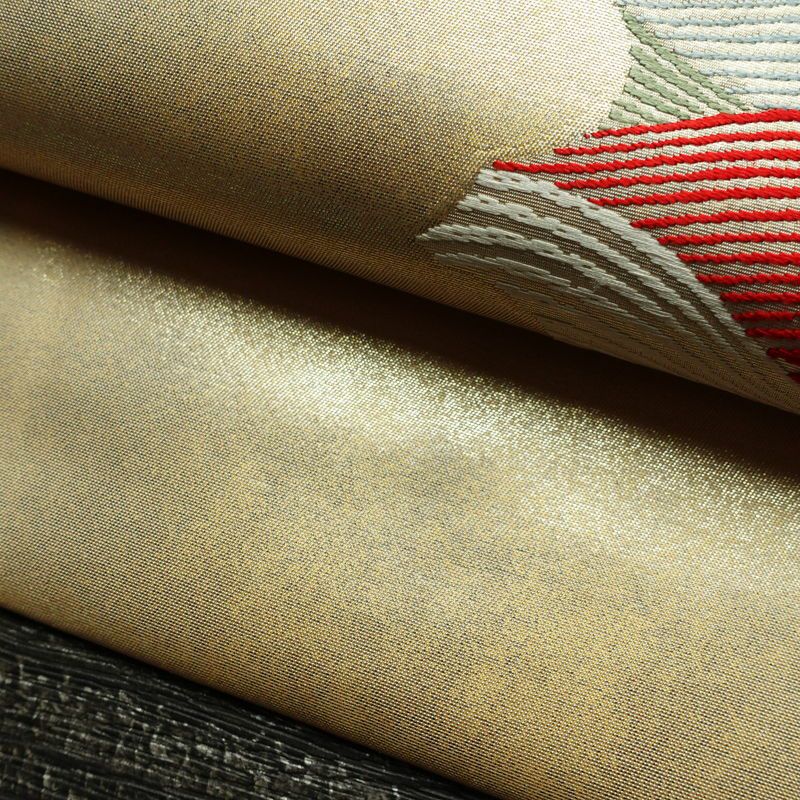 名古屋帯 太鼓柄 良品 正絹 流水・波柄 名古屋仕立て なごや帯 リサイクル帯 帯 引箔 金糸 クリーム_画像7