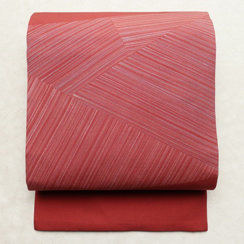 名古屋帯 太鼓柄 良品 正絹 幾何学柄・抽象柄 名古屋仕立て なごや帯 リサイクル帯 帯 ピンク_画像1