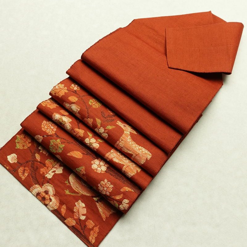 名古屋帯 六通柄 良品 正絹 人物・動物柄 松葉仕立て なごや帯 リサイクル帯 帯 紬地 橙_画像19