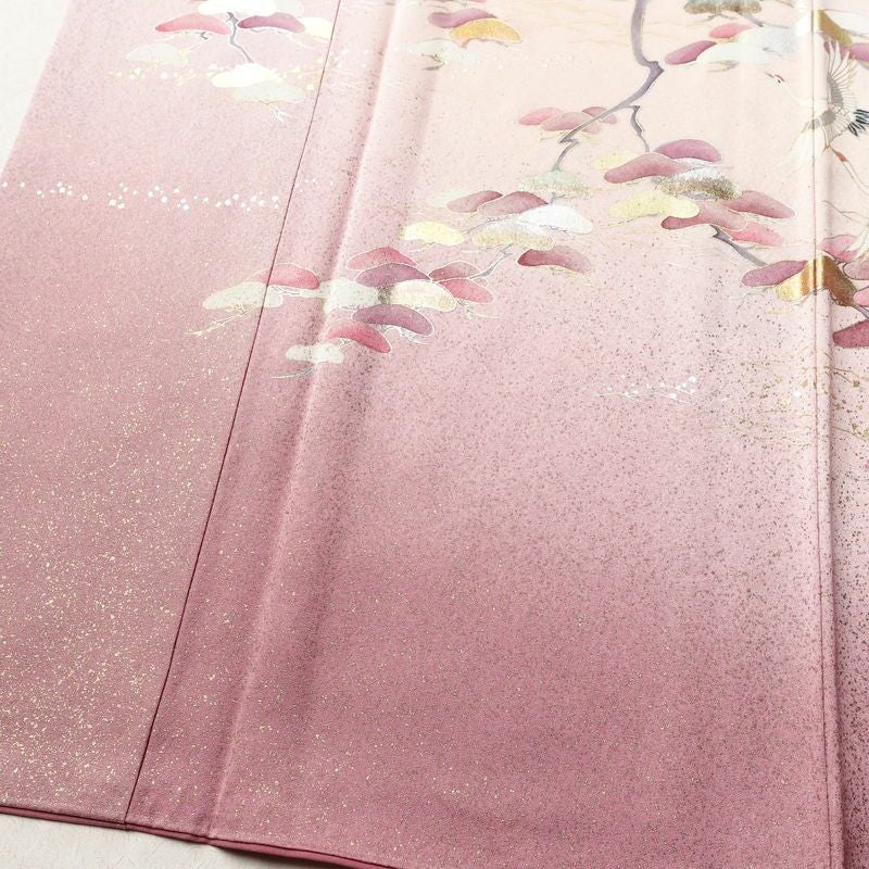 訪問着 良品 正絹 風景柄 袷仕立て 身丈160.5cm 裄丈66.5cm リサイクル着物 着物 箔 金彩 入学式 卒業式 七五三 お宮参り フォーマル 上品 松竹梅 ピンク_画像4