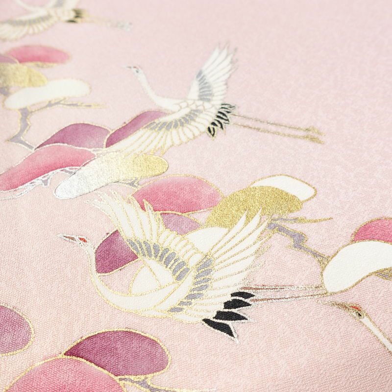 訪問着 良品 正絹 風景柄 袷仕立て 身丈160.5cm 裄丈66.5cm リサイクル着物 着物 箔 金彩 入学式 卒業式 七五三 お宮参り フォーマル 上品 松竹梅 ピンク_画像8