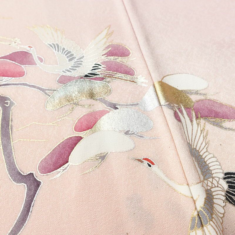 訪問着 良品 正絹 風景柄 袷仕立て 身丈160.5cm 裄丈66.5cm リサイクル着物 着物 箔 金彩 入学式 卒業式 七五三 お宮参り フォーマル 上品 松竹梅 ピンク_画像11