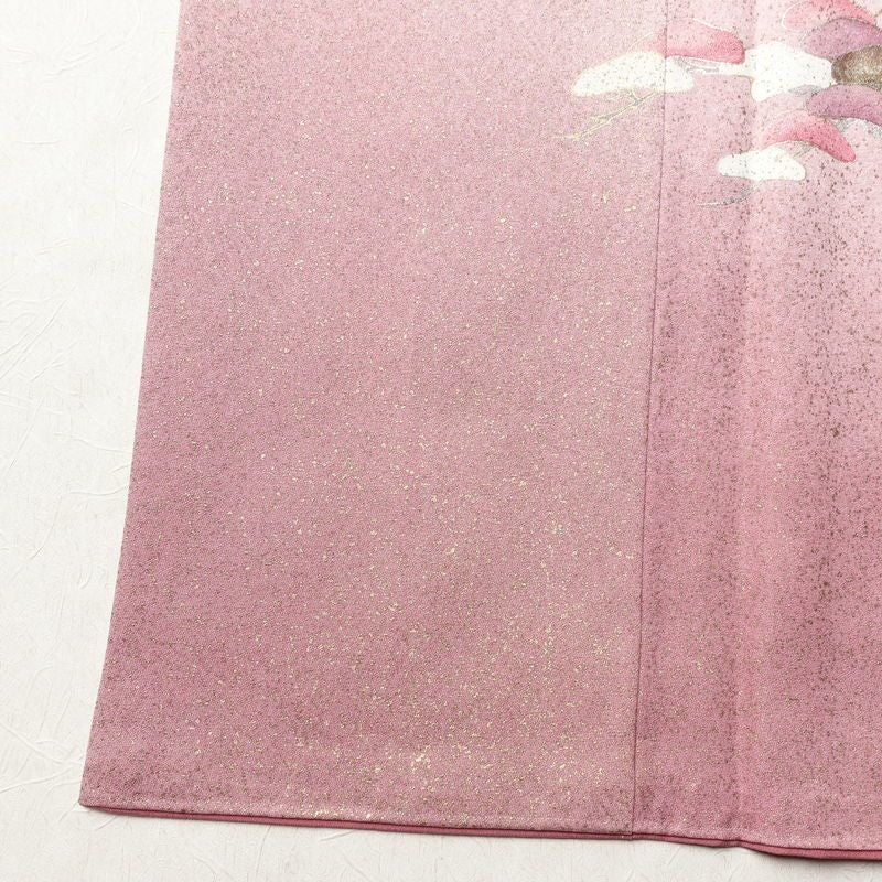 訪問着 良品 正絹 風景柄 袷仕立て 身丈160.5cm 裄丈66.5cm リサイクル着物 着物 箔 金彩 入学式 卒業式 七五三 お宮参り フォーマル 上品 松竹梅 ピンク_画像13
