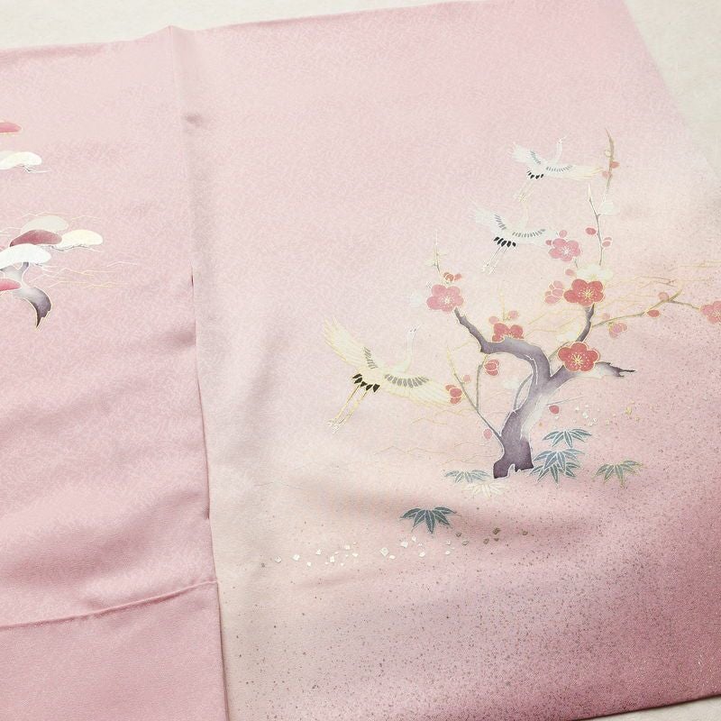 訪問着 良品 正絹 風景柄 袷仕立て 身丈160.5cm 裄丈66.5cm リサイクル着物 着物 箔 金彩 入学式 卒業式 七五三 お宮参り フォーマル 上品 松竹梅 ピンク_画像15