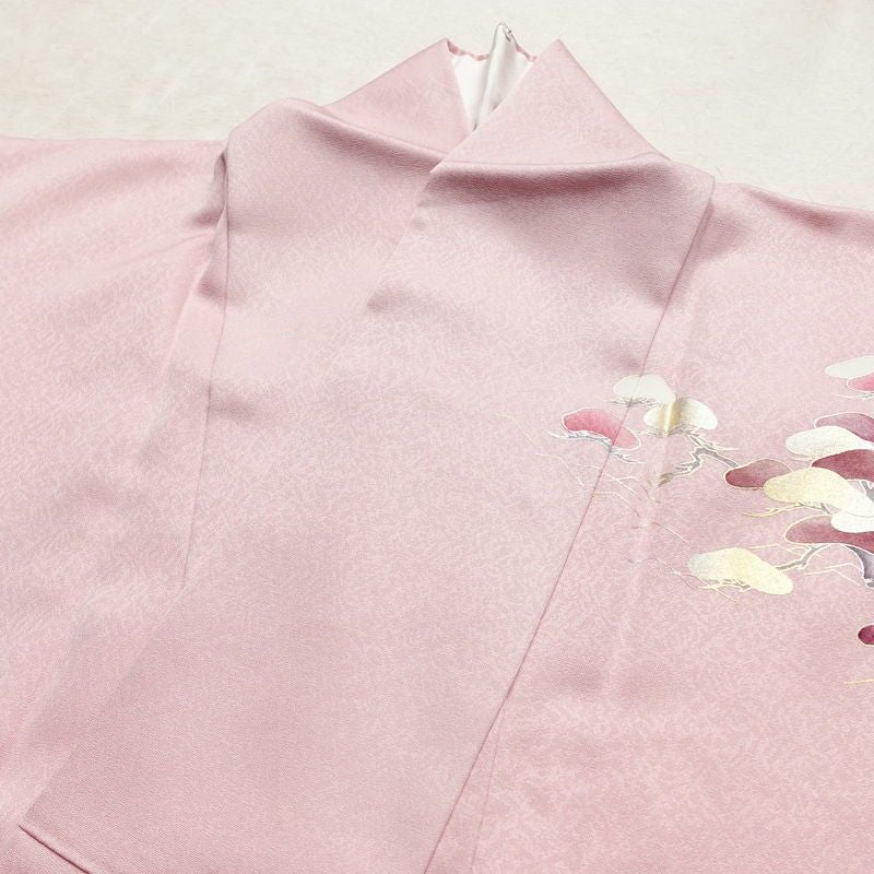 訪問着 良品 正絹 風景柄 袷仕立て 身丈160.5cm 裄丈66.5cm リサイクル着物 着物 箔 金彩 入学式 卒業式 七五三 お宮参り フォーマル 上品 松竹梅 ピンク_画像17