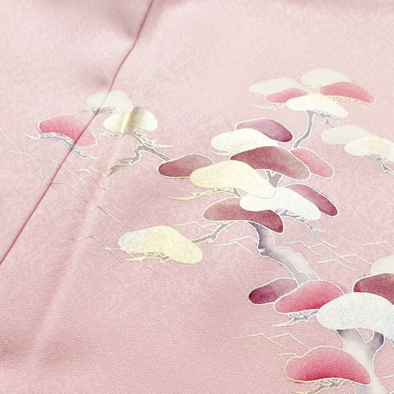 訪問着 良品 正絹 風景柄 袷仕立て 身丈160.5cm 裄丈66.5cm リサイクル着物 着物 箔 金彩 入学式 卒業式 七五三 お宮参り フォーマル 上品 松竹梅 ピンク_画像18