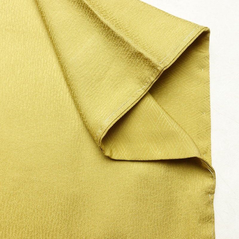 色無地 良品 しつけ糸付き 一つ紋付き 正絹 古典柄 袷仕立て 身丈155cm 裄丈64cm リサイクル着物 着物 お茶会 フォーマル シンプル 黄・黄土色_画像14