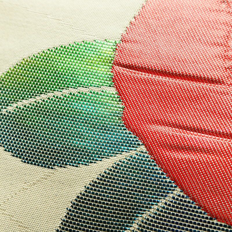 名古屋帯 太鼓柄 正絹 花柄 名古屋仕立て なごや帯 リサイクル帯 帯 金糸 銀糸 クリーム_画像5