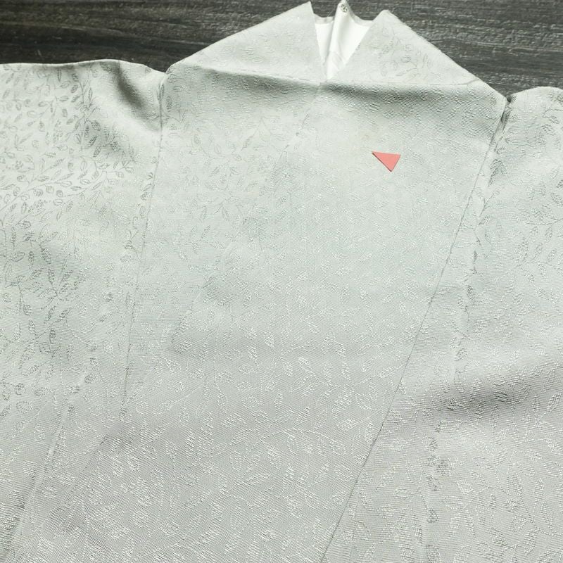 付け下げ 良品 落款入り 一つ紋付き 正絹 木の葉・植物柄 袷仕立て 身丈153.5cm 裄丈65cm リサイクル着物 着物 入学式 卒業式 フォーマル シンプル 上品 グレー_画像17