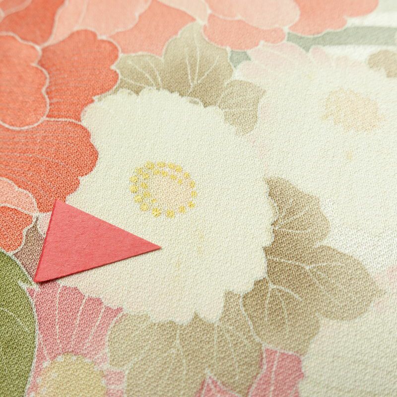 付け下げ トールサイズ 正絹 花柄 袷仕立て 身丈173cm 裄丈66.5cm リサイクル着物 着物 入学式 卒業式 七五三 お宮参り フォーマル 上品 菊 芍薬 クリーム_画像7