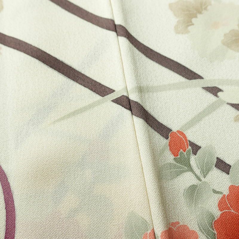 付け下げ トールサイズ 正絹 花柄 袷仕立て 身丈173cm 裄丈66.5cm リサイクル着物 着物 入学式 卒業式 七五三 お宮参り フォーマル 上品 菊 芍薬 クリーム_画像13