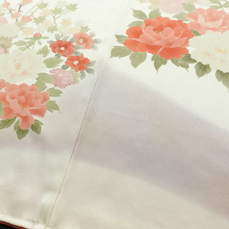付け下げ トールサイズ 正絹 花柄 袷仕立て 身丈173cm 裄丈66.5cm リサイクル着物 着物 入学式 卒業式 七五三 お宮参り フォーマル 上品 菊 芍薬 クリーム_画像14