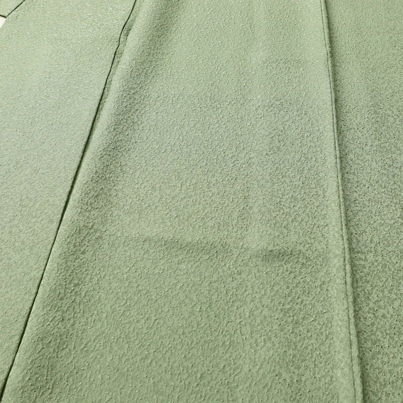 色無地 良品 落款入り 本草木染作家物 瑞寶 正絹 無地 袷仕立て 身丈154cm 裄丈63cm リサイクル着物 一部しつけ糸付き 着物 作家物 お茶会 緑・うぐいす色_画像5