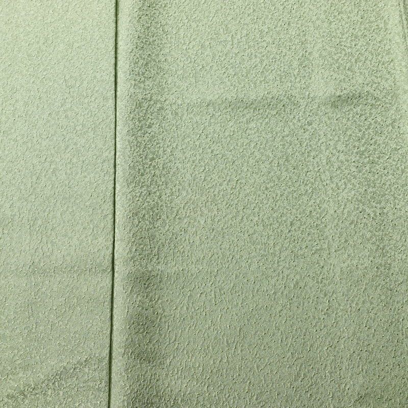 色無地 良品 落款入り 本草木染作家物 瑞寶 正絹 無地 袷仕立て 身丈154cm 裄丈63cm リサイクル着物 一部しつけ糸付き 着物 作家物 お茶会 緑・うぐいす色_画像6