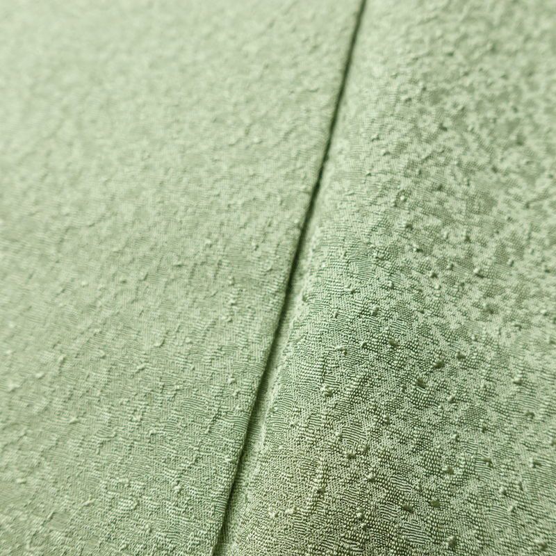 色無地 良品 落款入り 本草木染作家物 瑞寶 正絹 無地 袷仕立て 身丈154cm 裄丈63cm リサイクル着物 一部しつけ糸付き 着物 作家物 お茶会 緑・うぐいす色_画像9