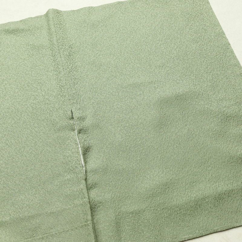 色無地 良品 落款入り 本草木染作家物 瑞寶 正絹 無地 袷仕立て 身丈154cm 裄丈63cm リサイクル着物 一部しつけ糸付き 着物 作家物 お茶会 緑・うぐいす色_画像14