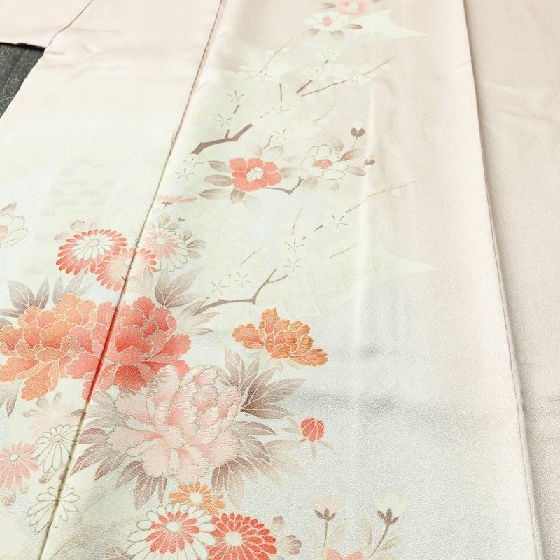 訪問着 良品 トールサイズ 正絹 花柄 袷仕立て 身丈170.5cm 裄丈67.5cm リサイクル着物 着物 刺繍 入学式 卒業式 七五三 お宮参り フォーマル 上品 ピンク_画像5